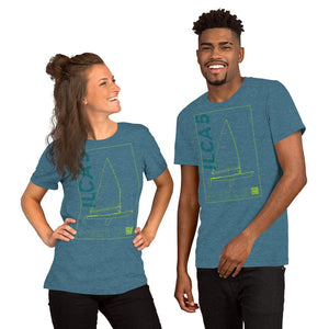 Boatbranding Heather Deep Teal / S Unisex t-shirt ILCA 5 / Laser Radial Sailing-Gift Regatta Yacht Sailing-Lifestyle Sailing-Apparel Nautical-Fashion Nautical-Gear