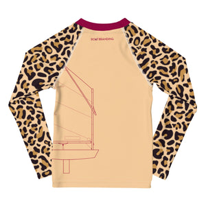 Boatbranding Optimist sailing design Kids girl Rash Guard Animal print- Long Sleeve Sailing-Gift Regatta Yacht Sailing-Lifestyle Sailing-Apparel Nautical-Fashion Nautical-Gear