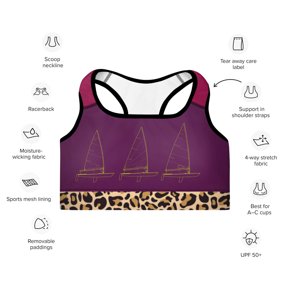 Boatbranding ILCA Laser Sailing Padded Sports Bra Sailing-Gift Regatta Yacht Sailing-Lifestyle Sailing-Apparel Nautical-Fashion Nautical-Gear