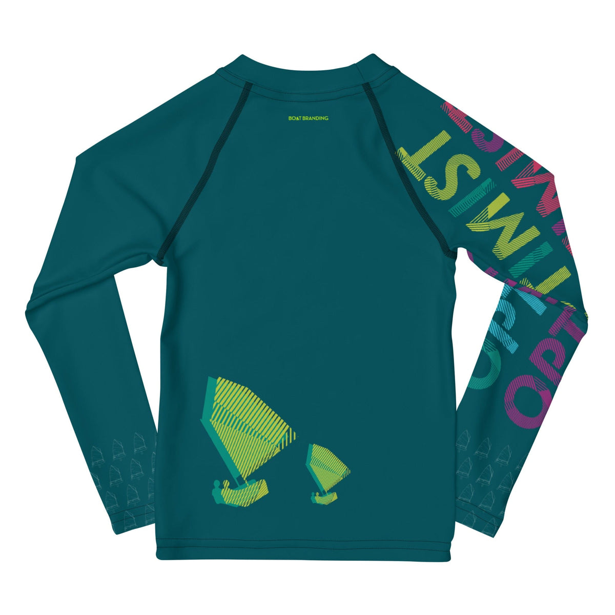 Boatbranding Rash Guard Optimist sailing design Kids unisex Rash Guard - Long Sleeve Sailing-Gift Regatta Yacht Sailing-Lifestyle Sailing-Apparel Nautical-Fashion Nautical-Gear