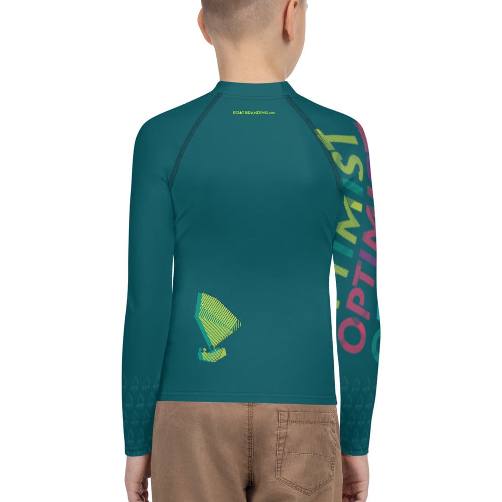 Boatbranding Rash Guard Optimist sailing patch design Youth Unisex Rash Guard - Long Sleeve Sailing-Gift Regatta Yacht Sailing-Lifestyle Sailing-Apparel Nautical-Fashion Nautical-Gear