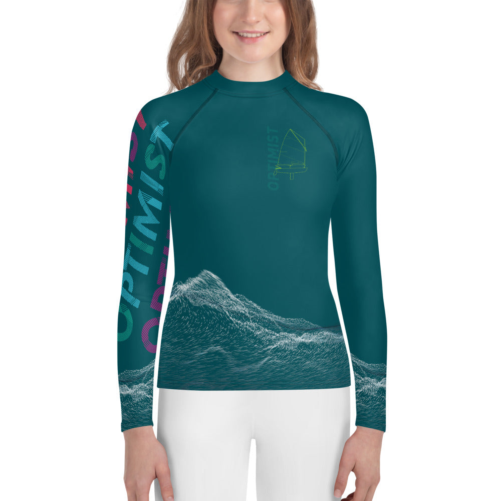 Boatbranding Rash Guard Optimist yacht sailing design Youth unisex Rash Guard - Long Sleeve Sailing-Gift Regatta Yacht Sailing-Lifestyle Sailing-Apparel Nautical-Fashion Nautical-Gear