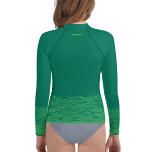Boatbranding Rash Guard Sailing design Youth unisex Rash Guard - Long Sleeve "Keep the sea plastic free" Sailing-Gift Regatta Yacht Sailing-Lifestyle Sailing-Apparel Nautical-Fashion Nautical-Gear