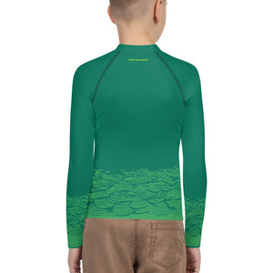 Boatbranding Rash Guard Sailing design Youth unisex Rash Guard - Long Sleeve "Keep the sea plastic free" Sailing-Gift Regatta Yacht Sailing-Lifestyle Sailing-Apparel Nautical-Fashion Nautical-Gear