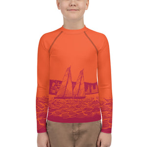 Boatbranding Rash Guard Sailing design Youth unisex Rash Guard - Long Sleeve Sailing-Gift Regatta Yacht Sailing-Lifestyle Sailing-Apparel Nautical-Fashion Nautical-Gear