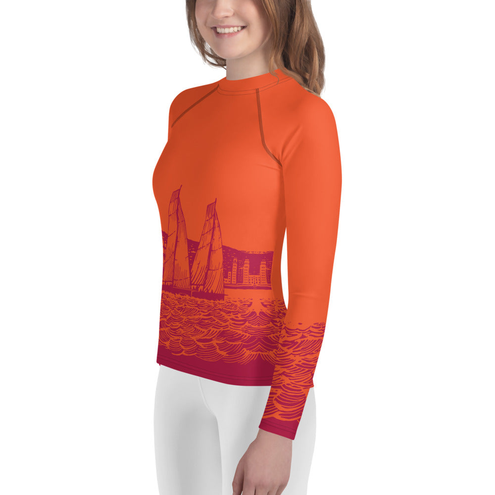 Boatbranding Rash Guard Sailing design Youth unisex Rash Guard - Long Sleeve Sailing-Gift Regatta Yacht Sailing-Lifestyle Sailing-Apparel Nautical-Fashion Nautical-Gear
