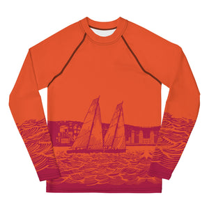 Boatbranding Rash Guard Sailing design Youth unisex Rash Guard - Long Sleeve Sailing-Gift Regatta Yacht Sailing-Lifestyle Sailing-Apparel Nautical-Fashion Nautical-Gear