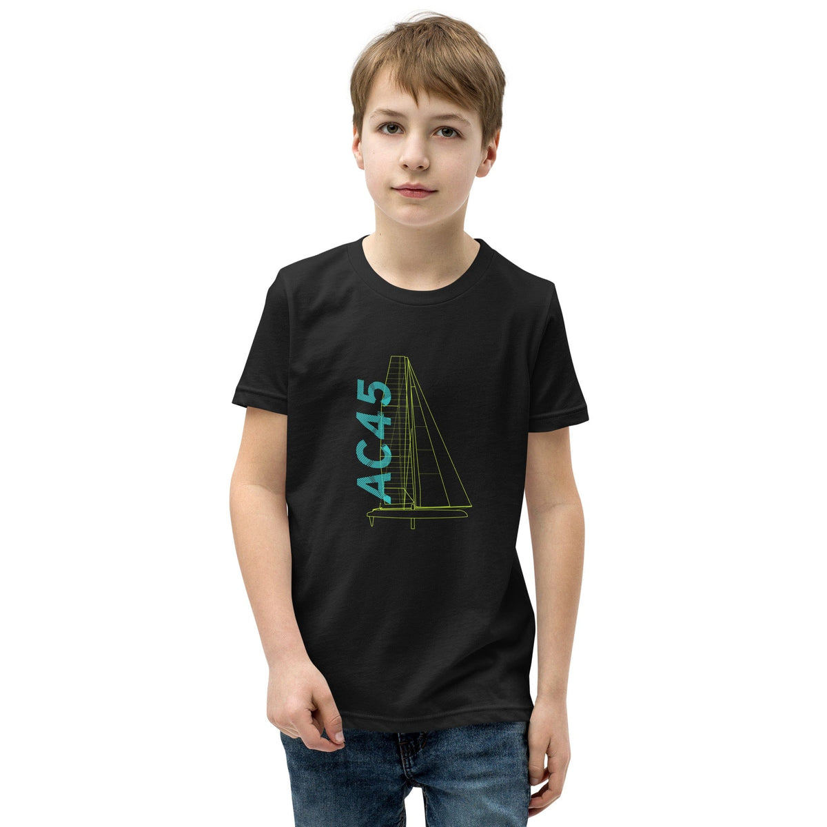 Boatbranding Black / S Optimist Youth Short Sleeve T-Shirt (S/M/L/XL) (100% Cotton) Sailing-Gift Regatta Yacht Sailing-Lifestyle Sailing-Apparel Nautical-Fashion Nautical-Gear