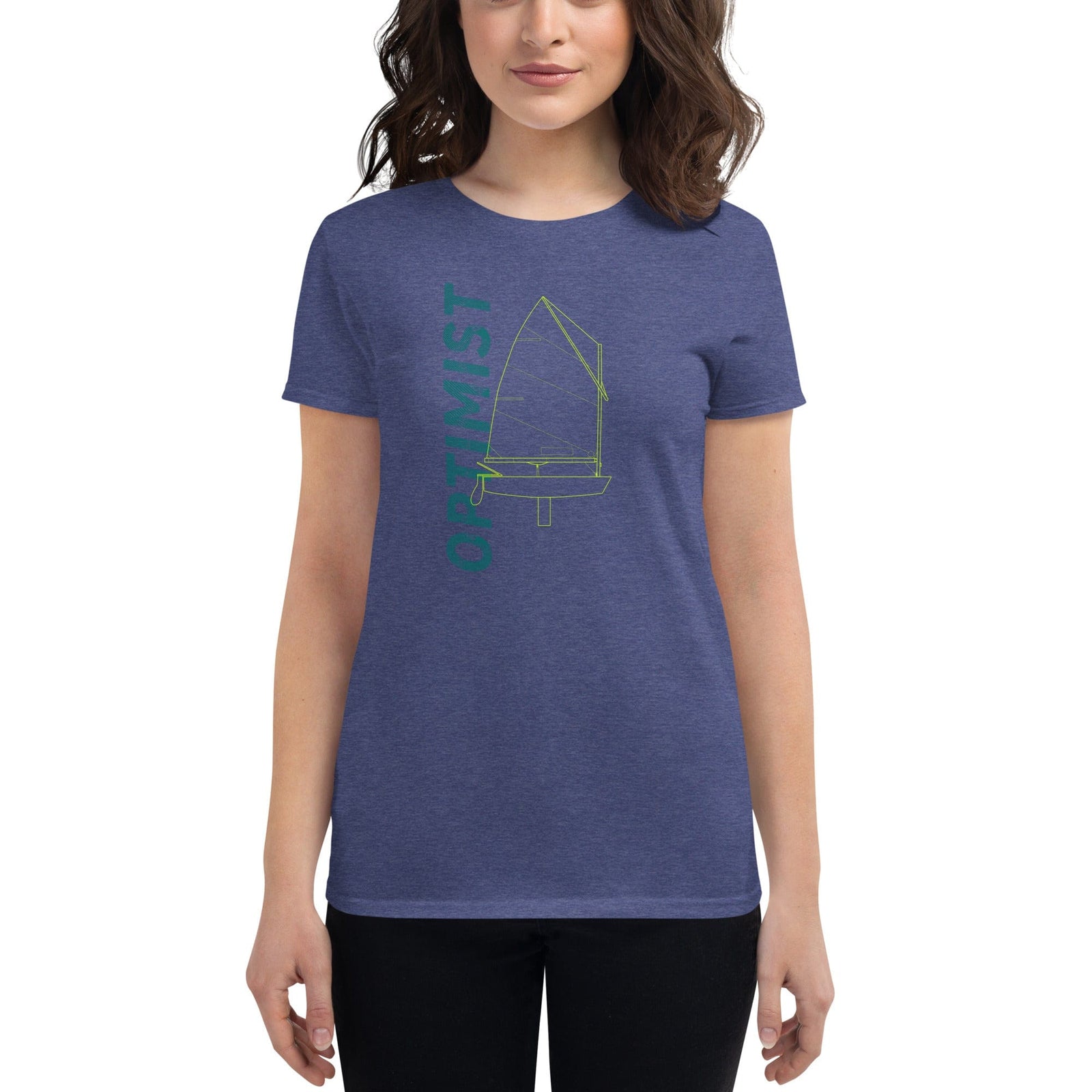 Boatbranding Heather Dark Grey / S Optimist D Women's short sleeve t-shirt Sailing-Gift Regatta Yacht Sailing-Lifestyle Sailing-Apparel Nautical-Fashion Nautical-Gear