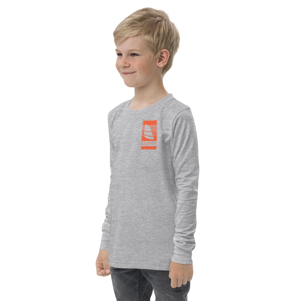 Boatbranding Optimist Youth long sleeve tee (S/M/L) (100% Cotton) Sailing-Gift Regatta Yacht Sailing-Lifestyle Sailing-Apparel Nautical-Fashion Nautical-Gear