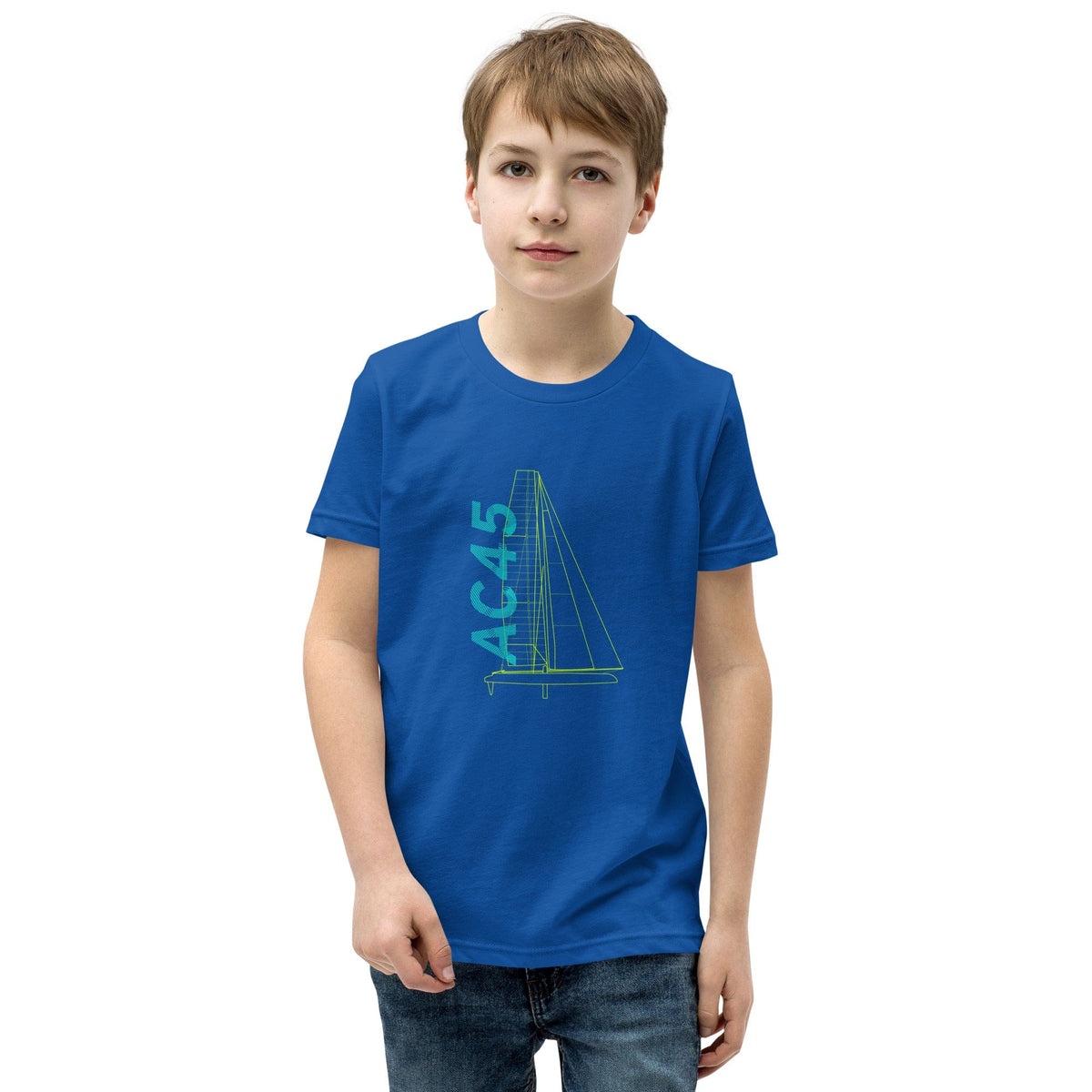 Boatbranding True Royal / S Optimist Youth Short Sleeve T-Shirt (S/M/L/XL) (100% Cotton) Sailing-Gift Regatta Yacht Sailing-Lifestyle Sailing-Apparel Nautical-Fashion Nautical-Gear