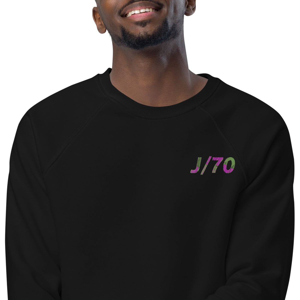 Boatbranding Unisex organic raglan sweatshirt J70 Sailing-Gift Regatta Yacht Sailing-Lifestyle Sailing-Apparel Nautical-Fashion Nautical-Gear