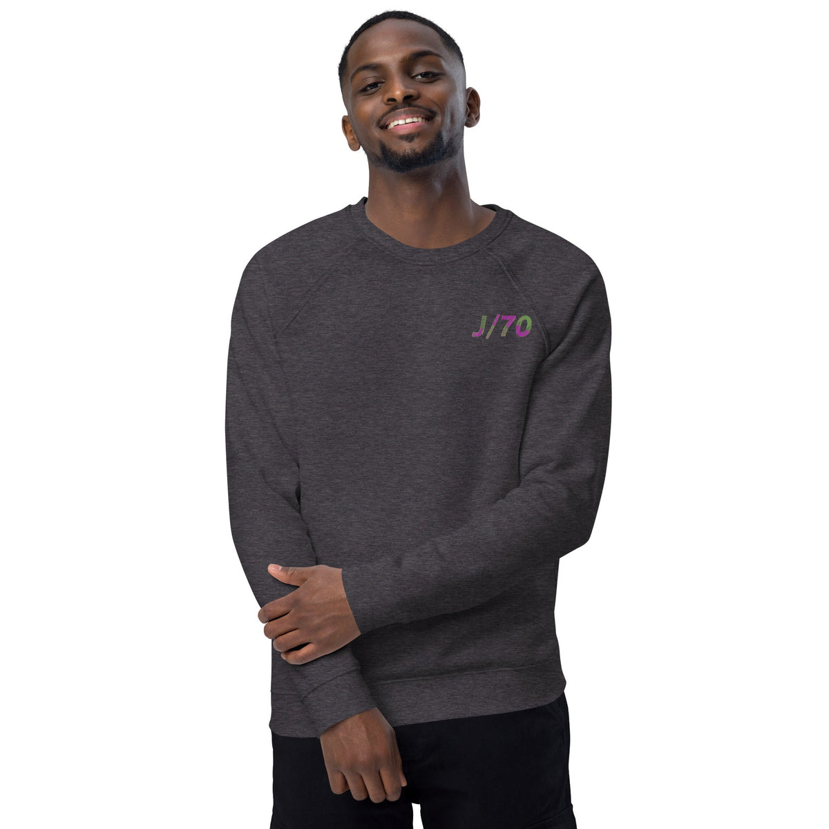 Boatbranding Unisex organic raglan sweatshirt J70 Sailing-Gift Regatta Yacht Sailing-Lifestyle Sailing-Apparel Nautical-Fashion Nautical-Gear