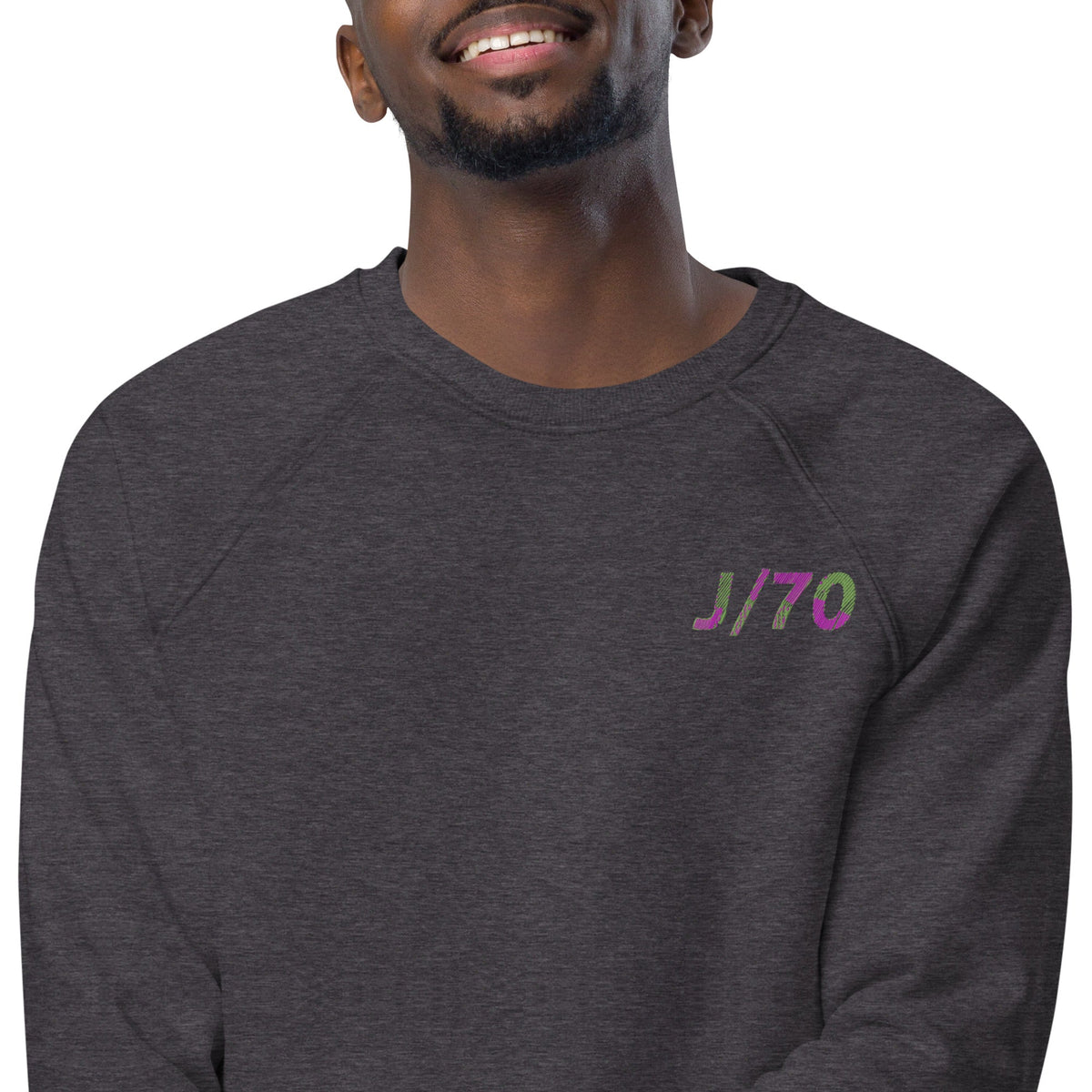 Boatbranding Unisex organic raglan sweatshirt J70 Sailing-Gift Regatta Yacht Sailing-Lifestyle Sailing-Apparel Nautical-Fashion Nautical-Gear