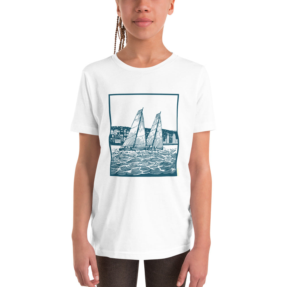 Boatbranding White / S Youth Short Sleeve T-Shirt Sailing-Gift Regatta Yacht Sailing-Lifestyle Sailing-Apparel Nautical-Fashion Nautical-Gear
