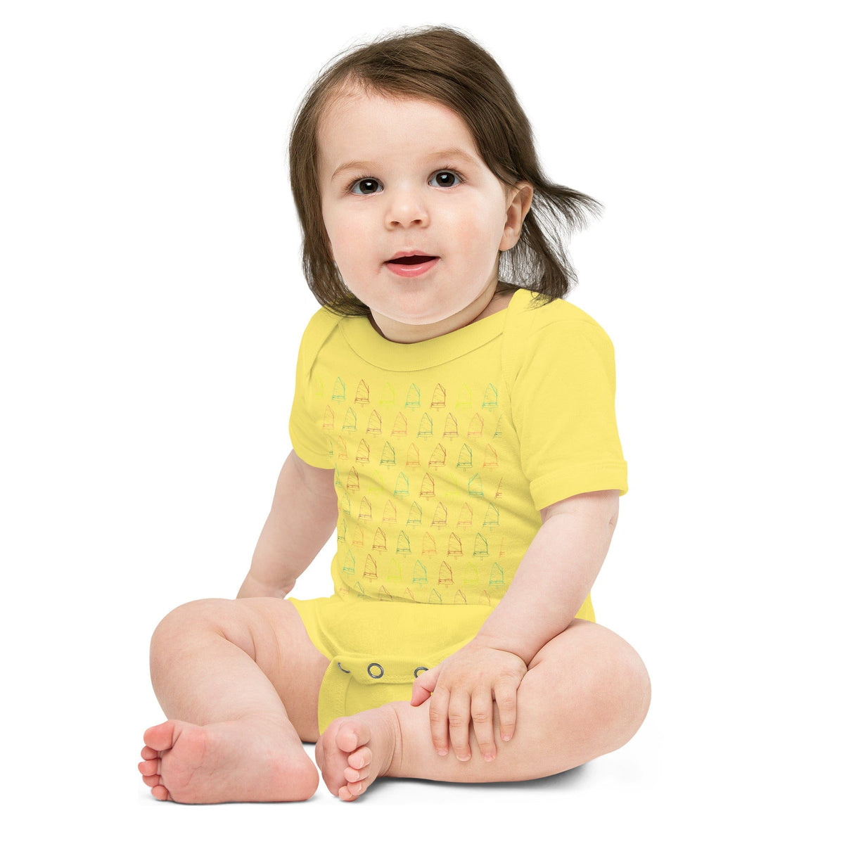 Boatbranding Yellow / 3-6m Optimist Baby short sleeve one piece (3M-24M) (100% Cotton) Sailing-Gift Regatta Yacht Sailing-Lifestyle Sailing-Apparel Nautical-Fashion Nautical-Gear