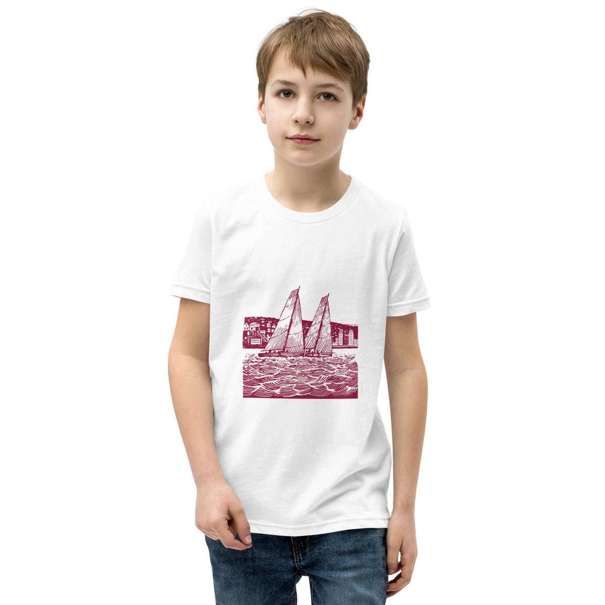 Boatbranding Youth Unisex Short Sleeve T-Shirt S40 Sailing-Gift Regatta Yacht Sailing-Lifestyle Sailing-Apparel Nautical-Fashion Nautical-Gear